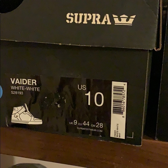 Supra Vader (WHITE-WHITE) size 10 US - Picture 2 of 2